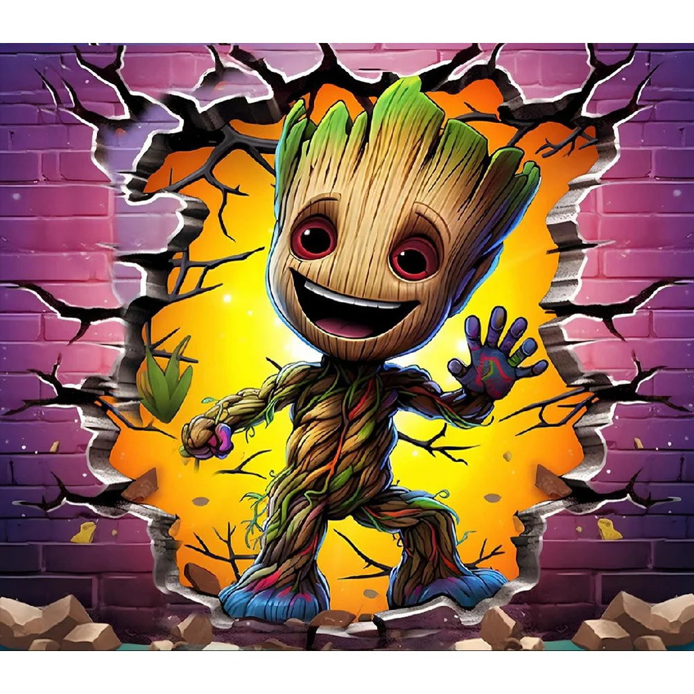 Diamond Painting - Full Round Drill - Groot Breaking Wall(Canvas|40*35cm)