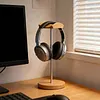 Headphone Stand with Solid Wooden Base Desktop Gaming Earphone Holder Anti-Slip for Organizing All Headphones Accessories