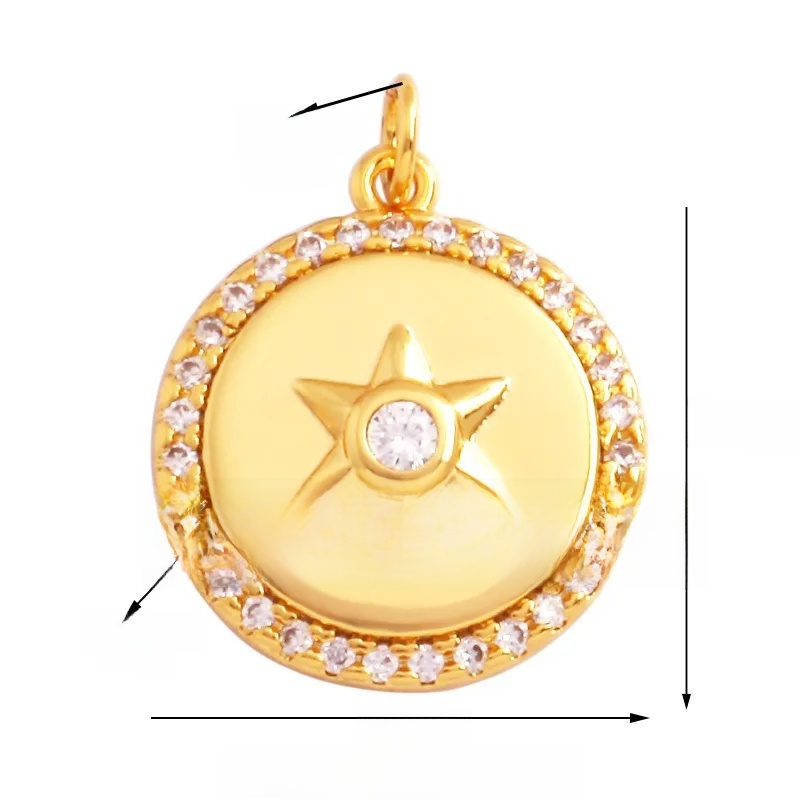 1 Piece 12 * 23mm 15*15mm 5*12mm Hole 5~5.9mm Half 925 Silver Zircon Sun Moon Pendant Jewelry Accessories