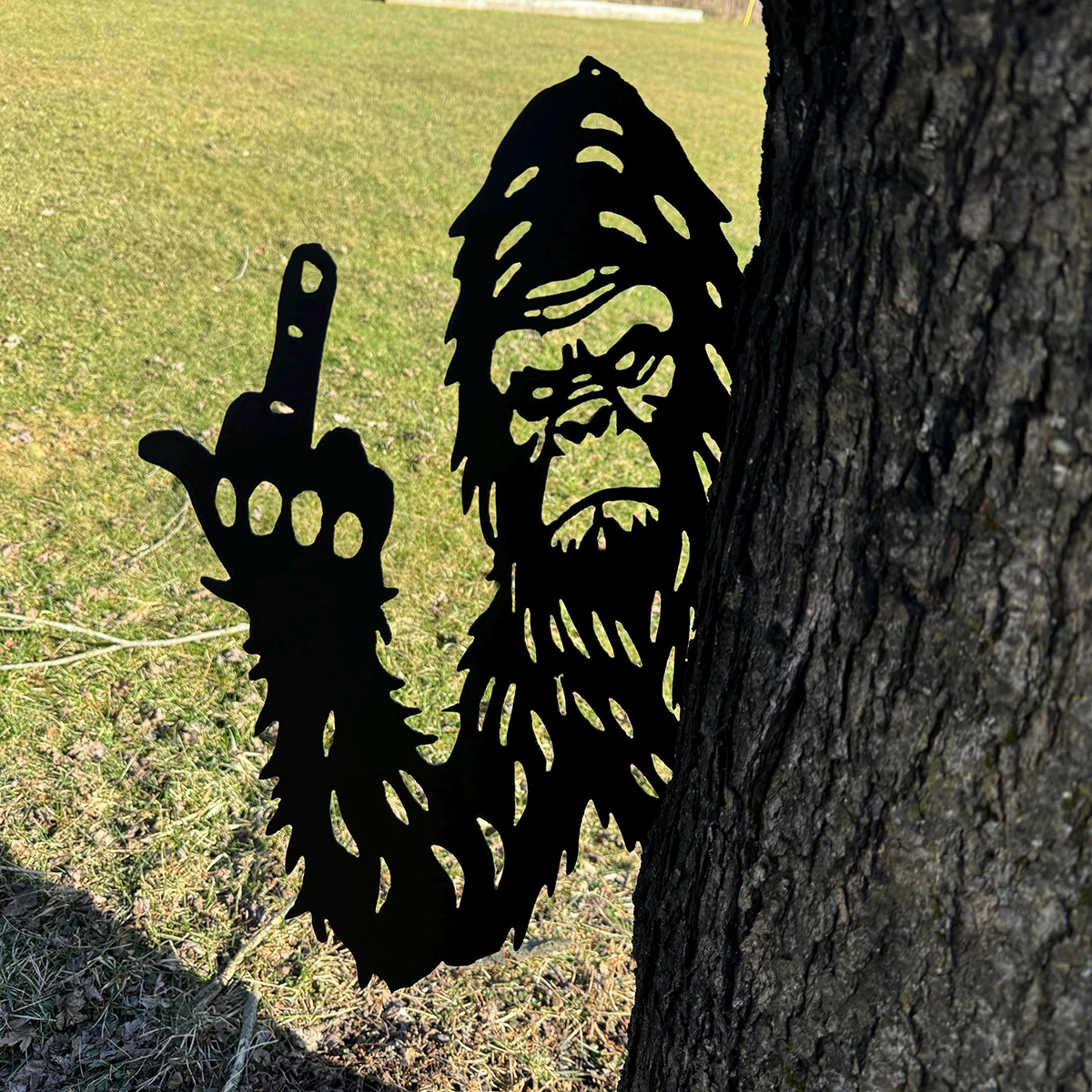 Hilarious Bigfoot Middle-Finger Metal Yard Decor