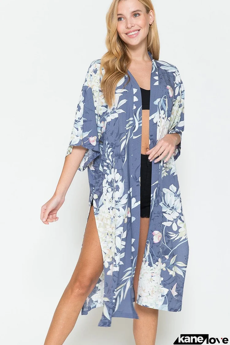 Justin Taylor Botanical Print Split Cover Up