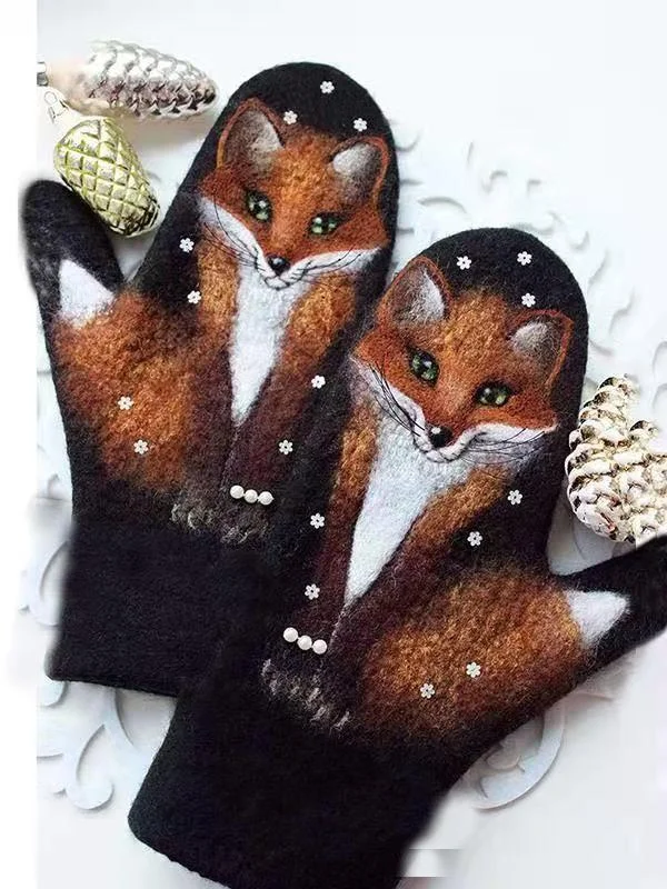 Animal print winter casual gloves