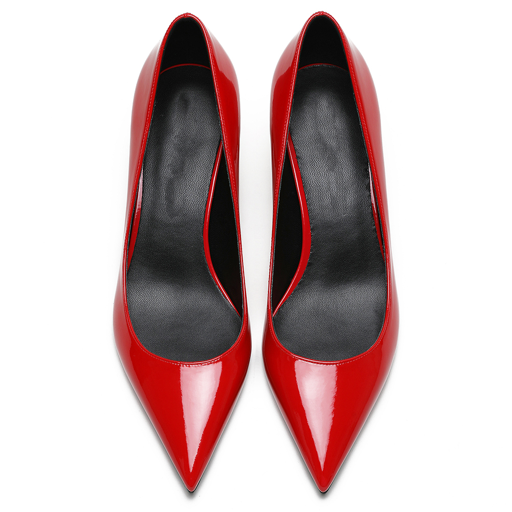 30mm Pointed Toe Red Bottom Kitten Heels Slip On Daily Pumps for Women-MERUMOTE