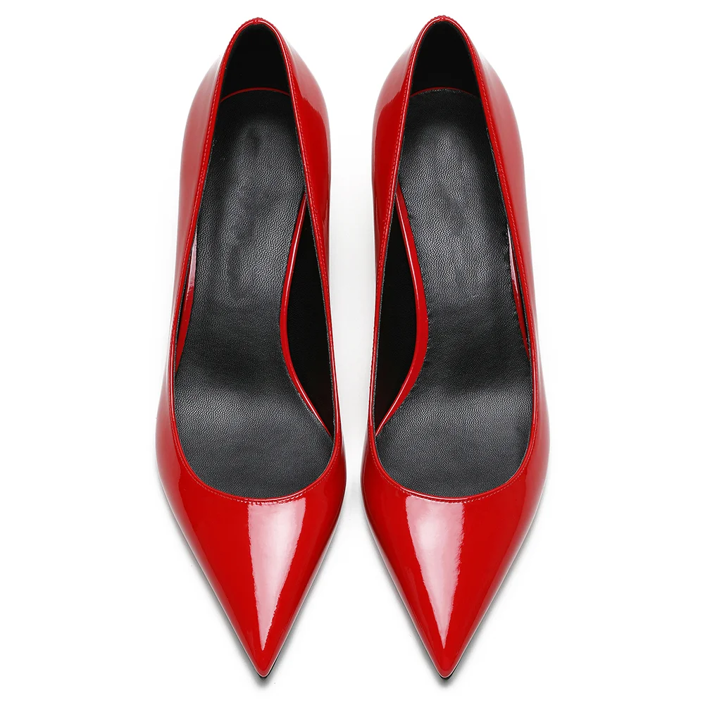 30mm Pointed Toe Red Bottom Kitten Heels Slip On Daily Pumps for Women