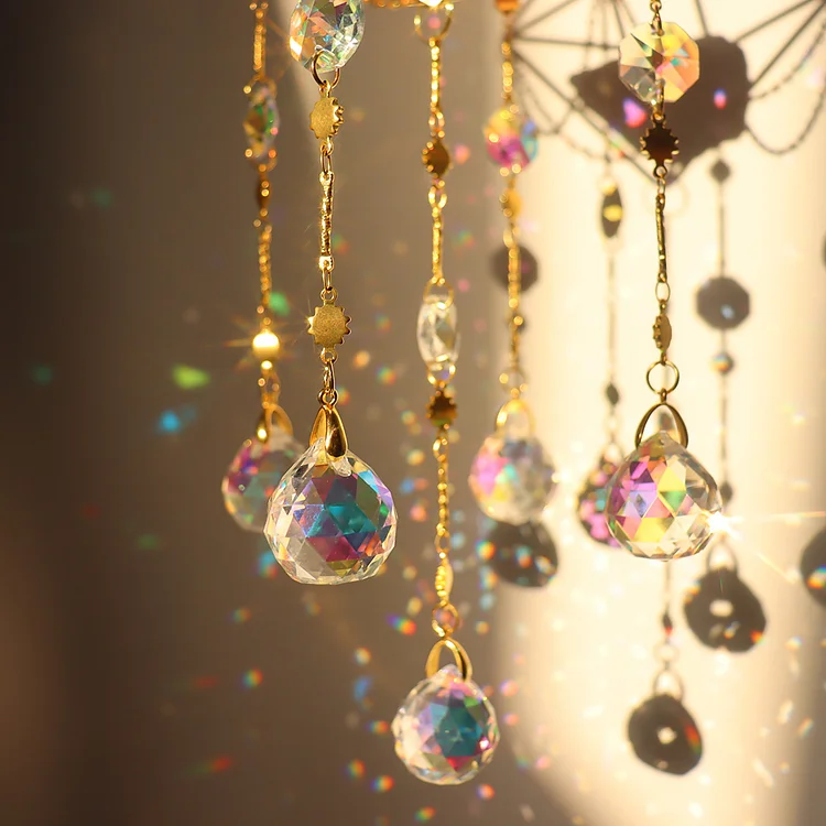 Crystal Wind Chime Moon Dream Catchers Hanging Windbell Ornament Home Decor