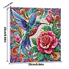 Framed Diamond Painting - Special Shaped - Rose Flowers and Hummingbird(25x25cm)