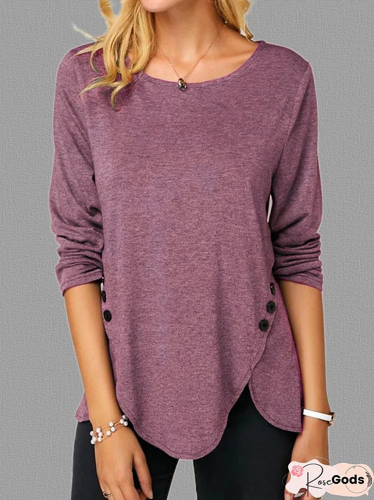 Crew Neck Casual Shift Knitted Tops