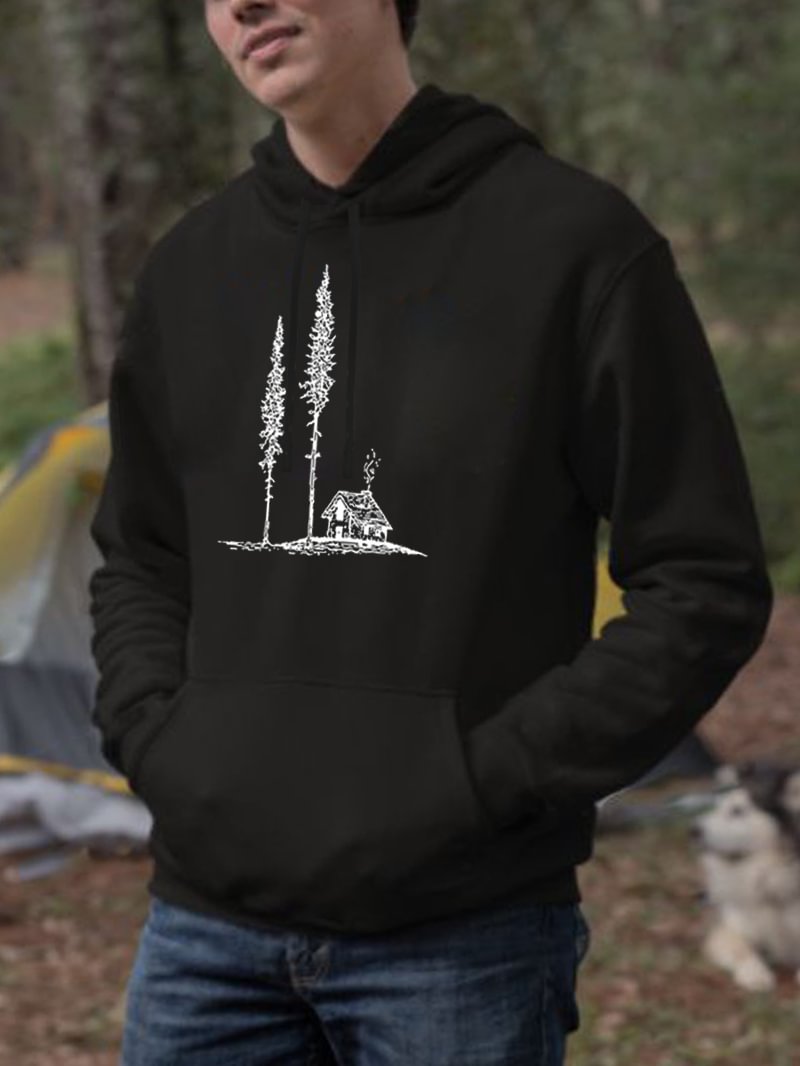 Printed Kangaroo Pocket Casual Hoodie