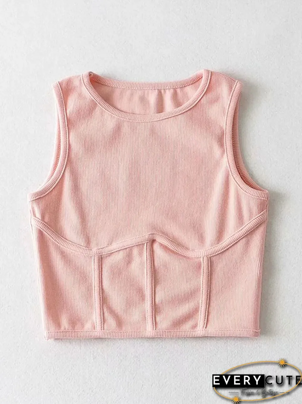 Summer Womens Streetwear Corset Crop Top Elastic Cotton Sleeveless O-Neck Solid Sexy Tank