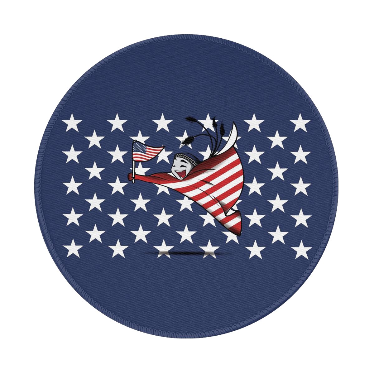United States World Cup 2022 Mascot Waterproof Round Mouse Pad for Wireless Mouse