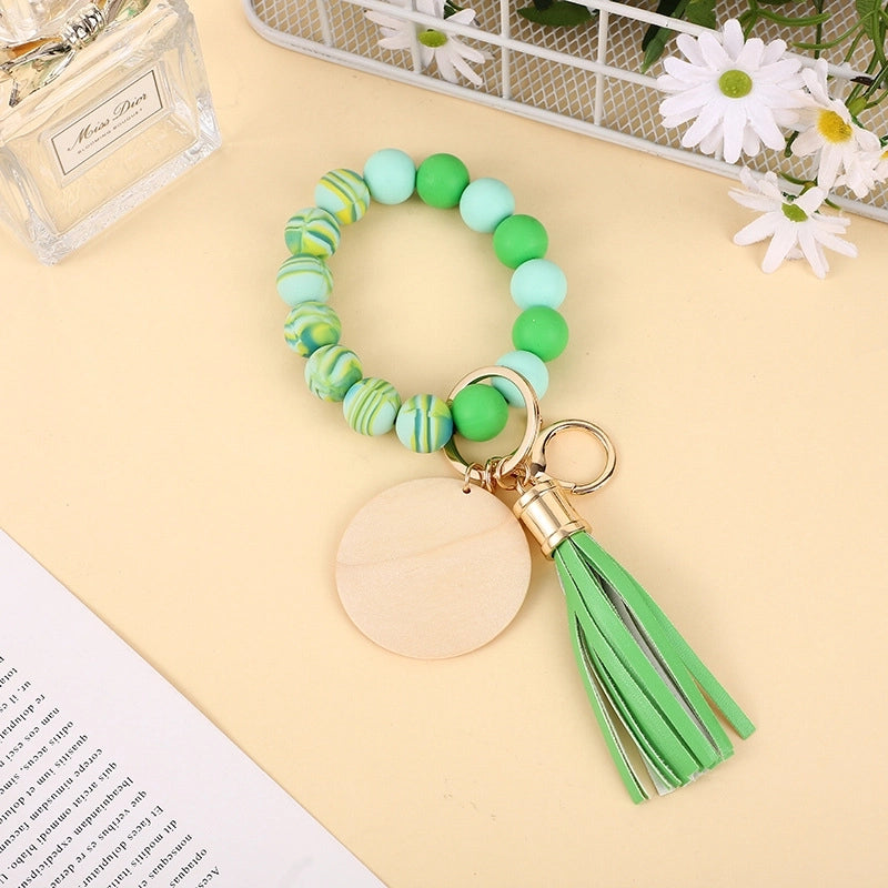 Minimalist Classic Style Solid Color Silica Gel Beaded Unisex Bag Pendant Keychain