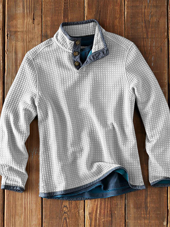 Waffle Collar Long Sleeve T-Shirt