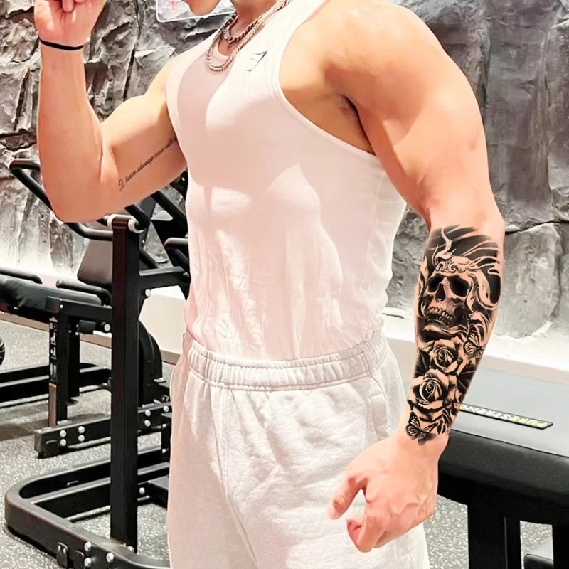 Sdrawing Full Arm Waterproof Tattoo Sticker Totem Animal Skeleton Small Arm Tattoo Sticker