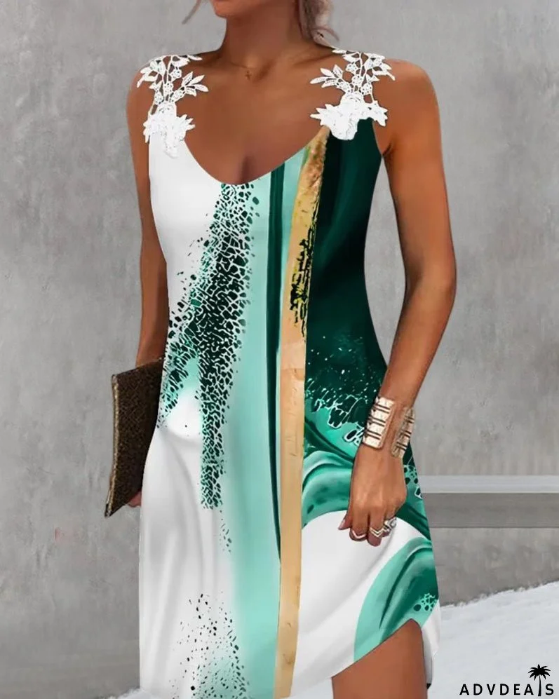 Printed gradient slip dress