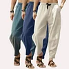 Gioiacombo&trade; Pantaloni da uomo larghi con coulisse in cotone e lino