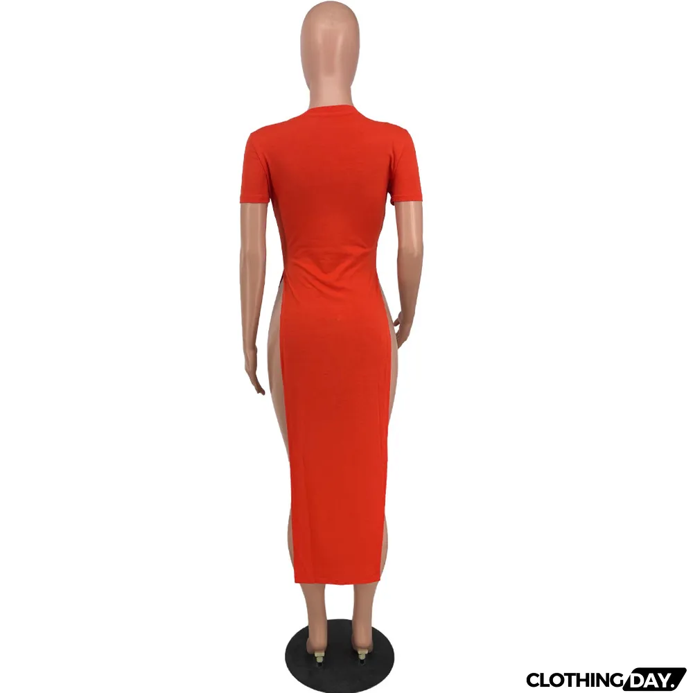 Cute Solid Color Slit T-Shirt Top