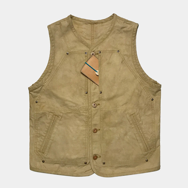 13.5OZ Bronze Double Front Panel Plant Dyed Canvas Vest