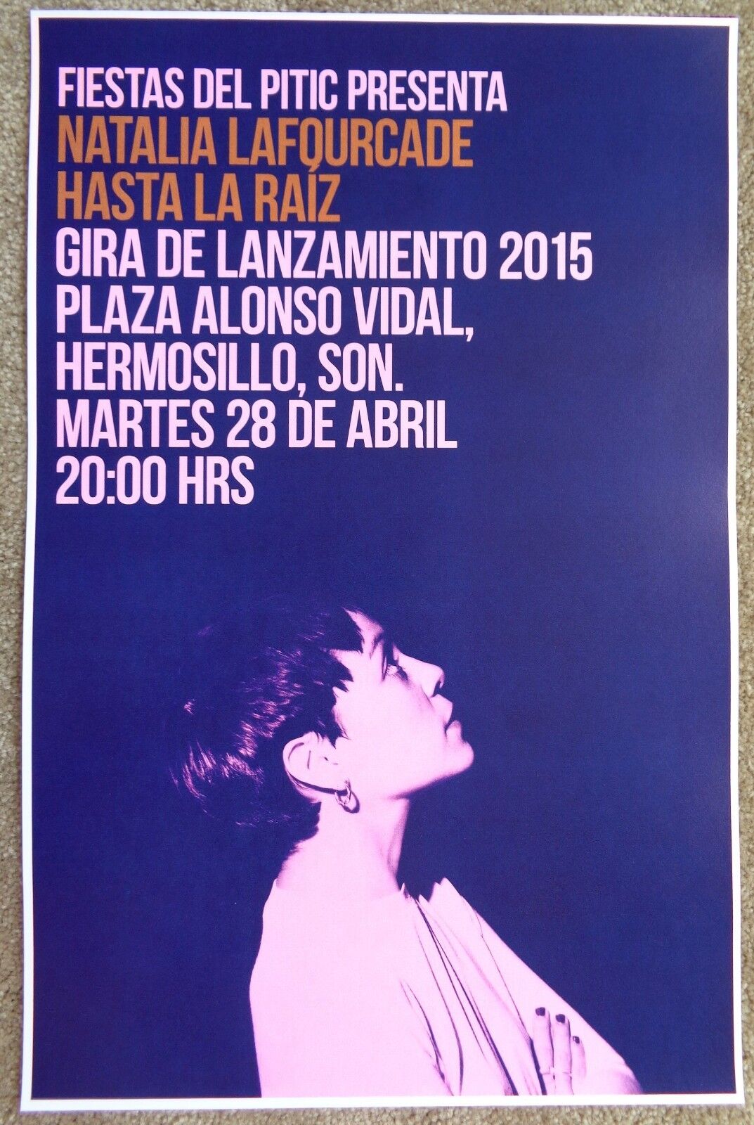 NATALIA LaFOURCADE 2015 Gig POSTER Mexico Concert Hermosillo Sonora