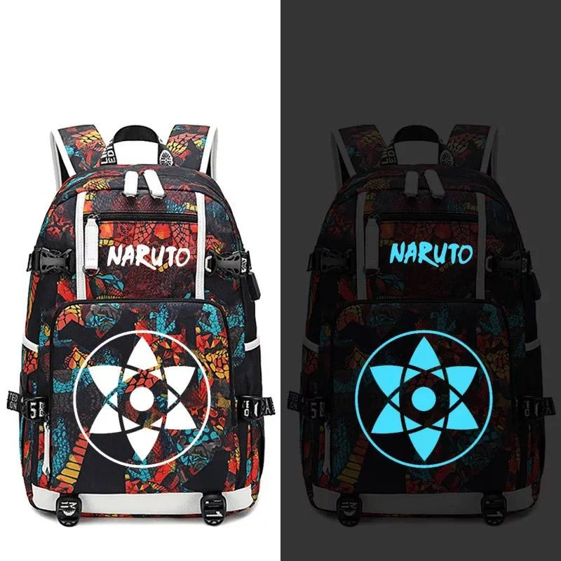 Buzzdaisy Anime Naruto Uzumaki Hatake Kakashi Uchiha Sasuke #6 USB Charging Backpack School NoteBook Laptop Travel Bags