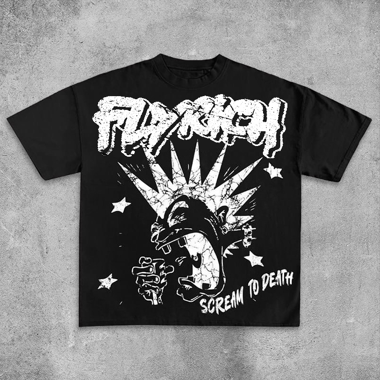 Retro Fly Rich Graphic Roaring Print T-Shirt