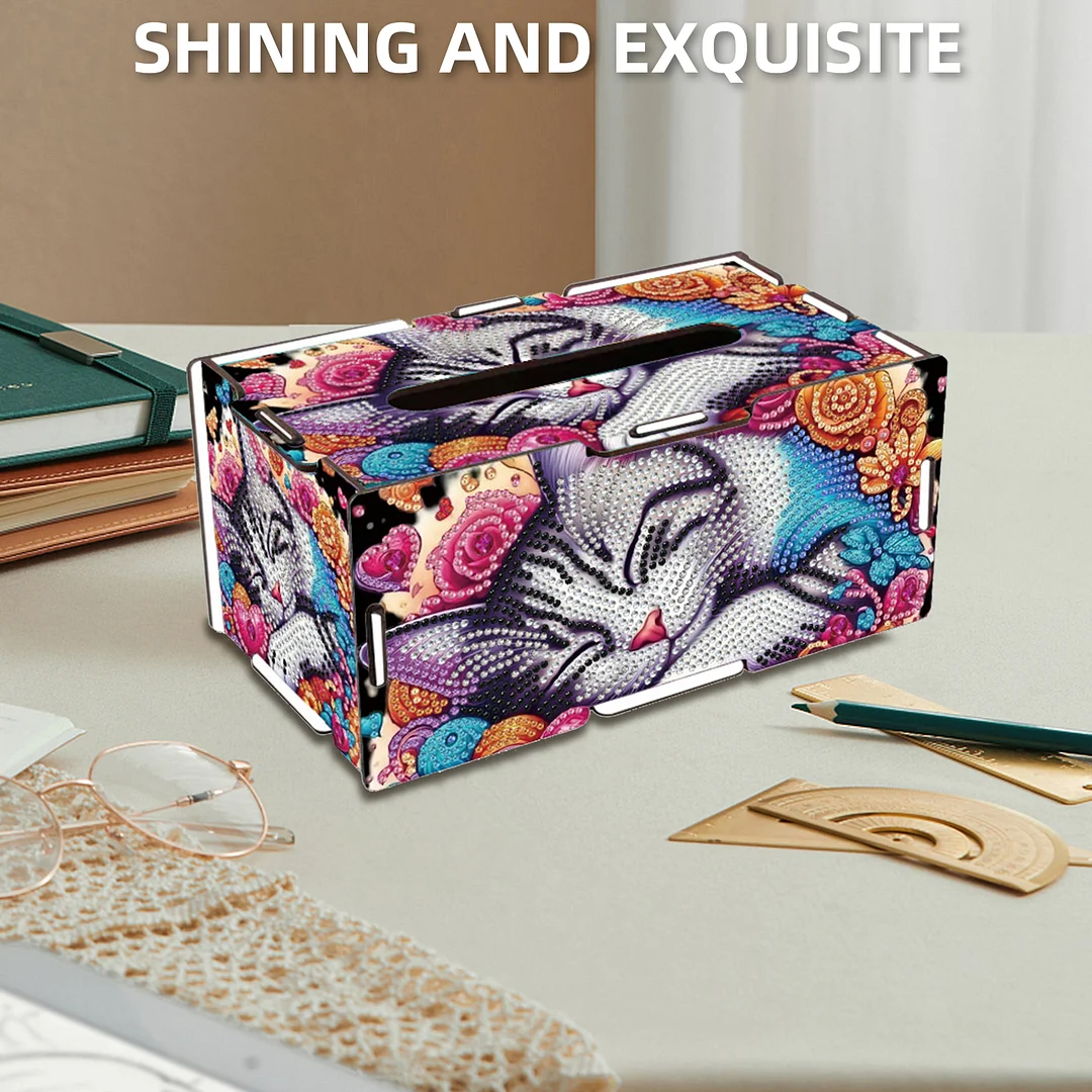 Wooden Diamond Painting Tissue Box for Home and Office Decoration(CZH010)