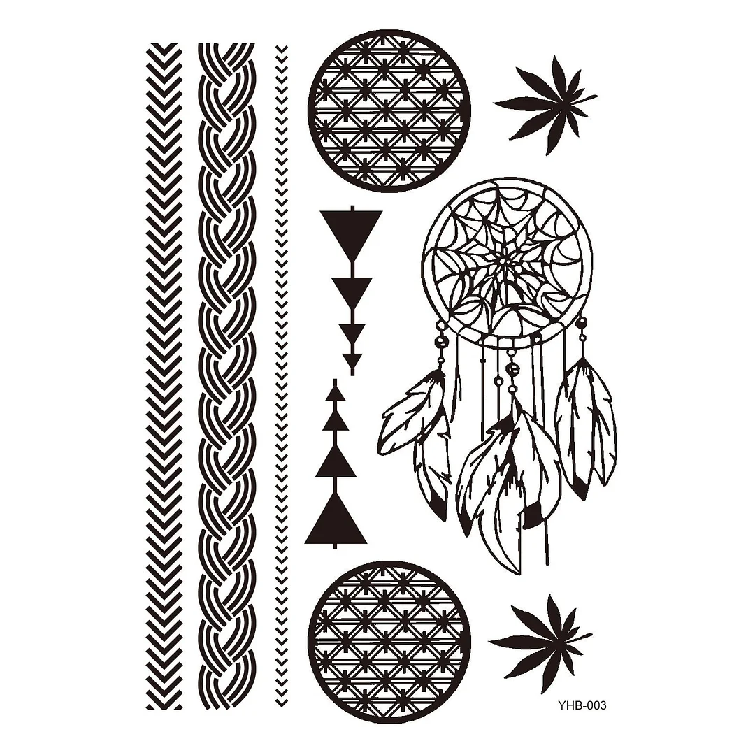 Stockings Tattoo Legs Black Henna Lace Bracelet Temporary Tatoo Sticker Mehndi Stickers for Hand Finger Leg Thigh Body Art Decal