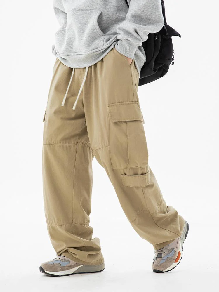 Men's Solid Color Straight Leg Casual Cargo Pants