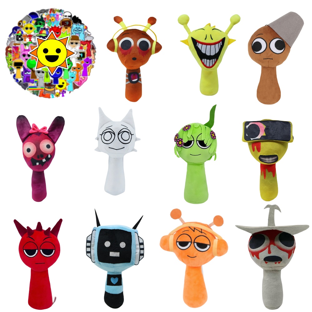 Sprunki Plush | Sprunki Plushies | Sprunki 50-Stickers | Sprunki Plush Toys 12Pcs