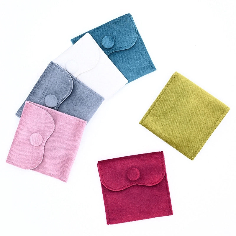 100x100mm Color Right Angle Les Raisins Suede Snap Button Jewelry Jewelry Storage Bag Bracelet Ring Necklace Packaging Bag