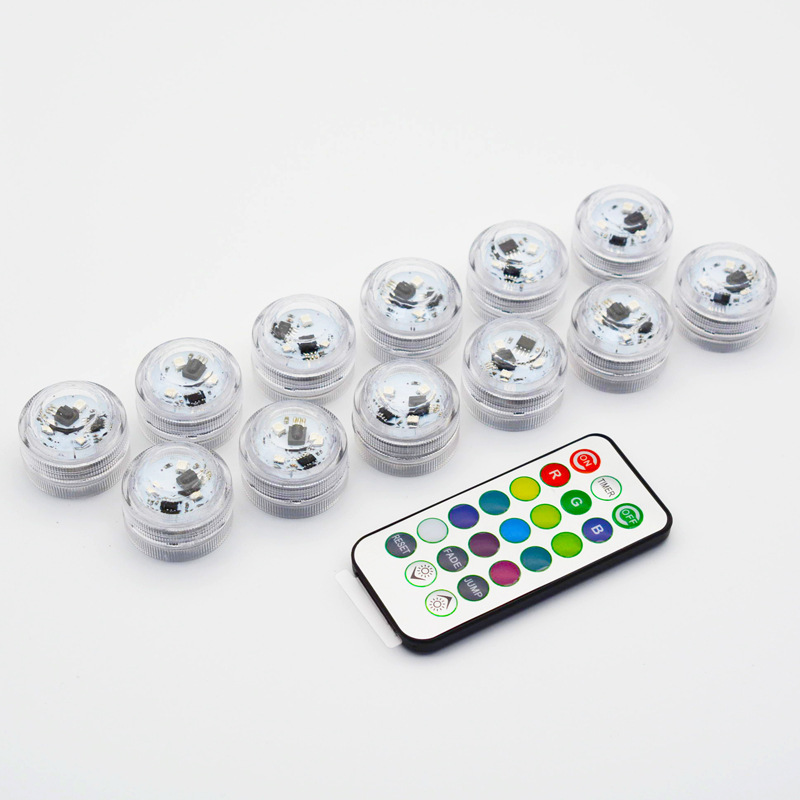 

10pcs Mini Color Light Remote Control Waterproof Diving RGB Light, 501 Original