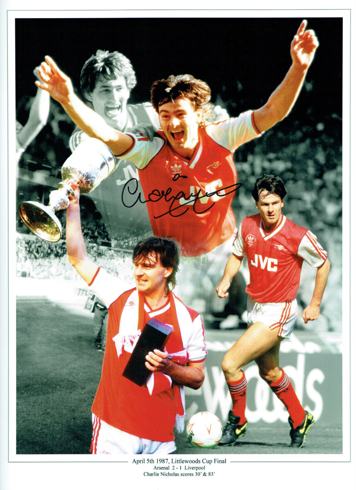 Charlie NICHOLAS Signed Autograph Arsenal Cup Final Montage Photo Poster painting AFTAL COA