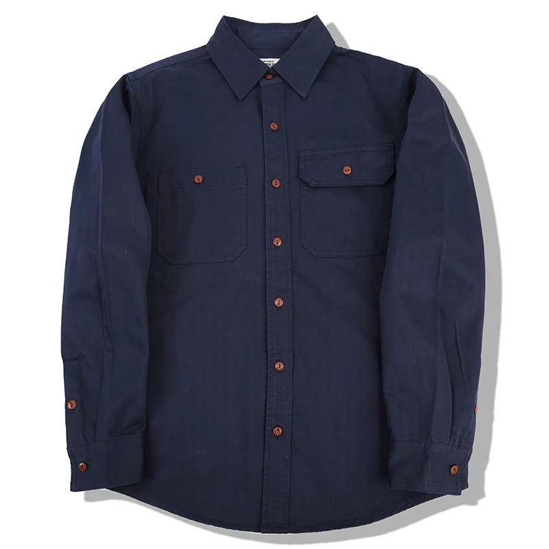 Men's Solid Color Shirt Canvas Cotton Shirts