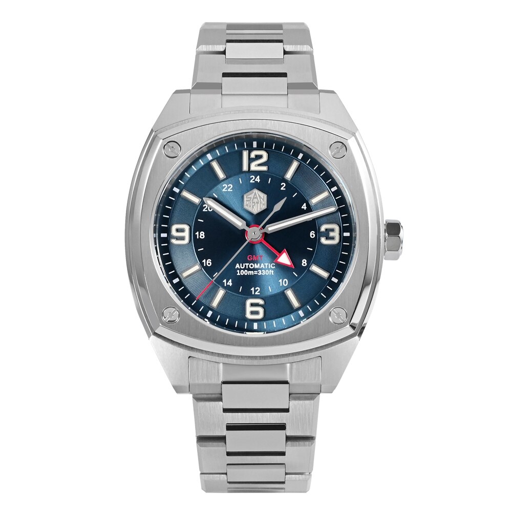 San Martin Mens Watch Original Design Square GMT SN026 San Martin Watch san martin watchSan Martin Watch