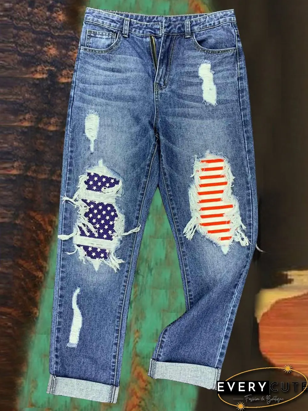 Blue Vintage Graphic Jeans