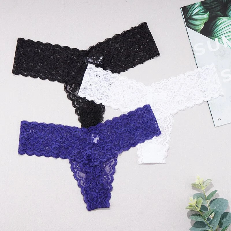 Billionm Woman Lace Thong Low-Rise G String Sexy Briefs Female Lingerie Transparent T-back Solid Color Underwear Ladies Tangas