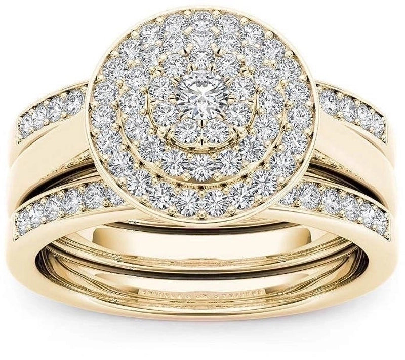 Fashion Flower Alloy Plating Artificial Gemstones Women’S Ring Sets