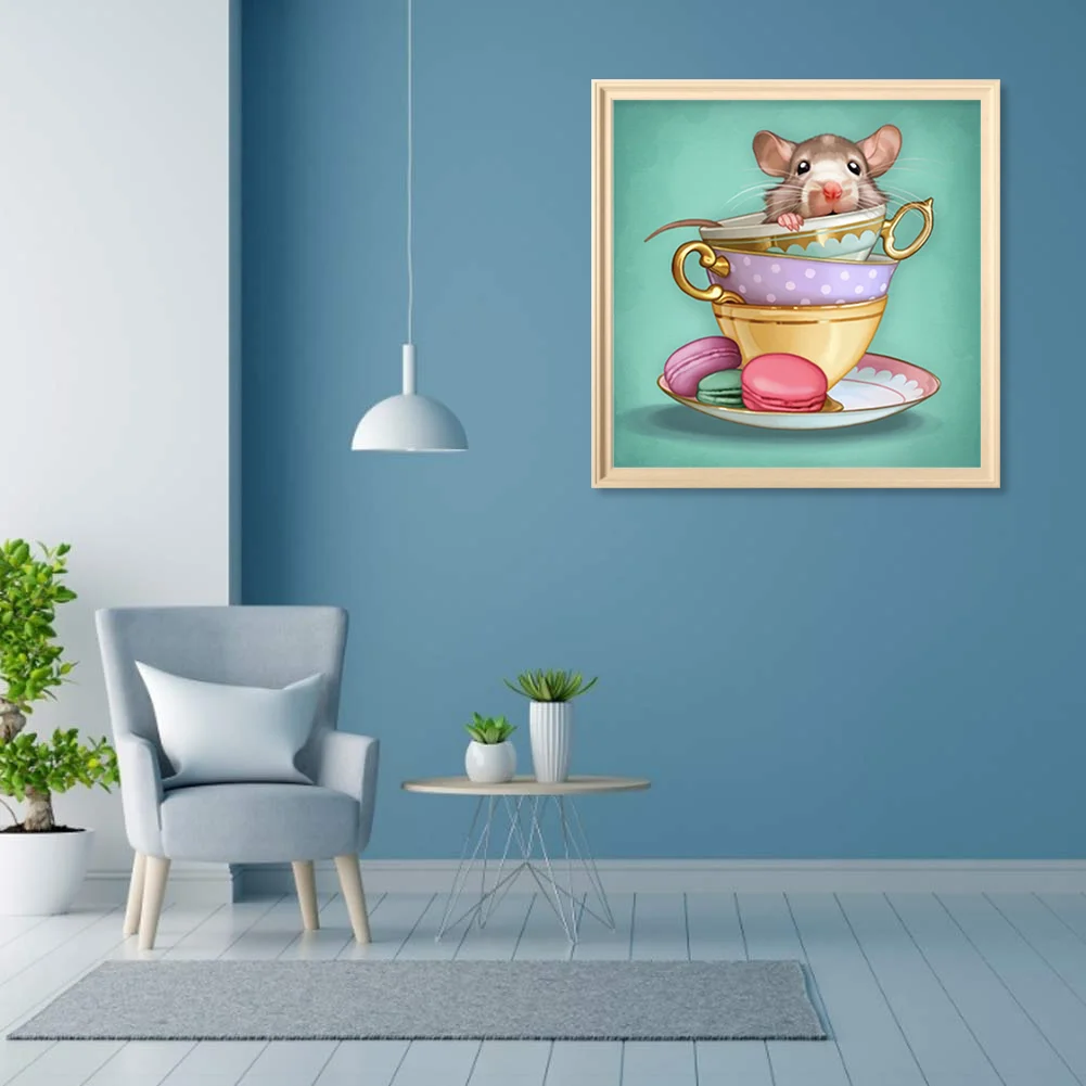 Full Round Diamond Painting 30*30cm - Teacup Mouse