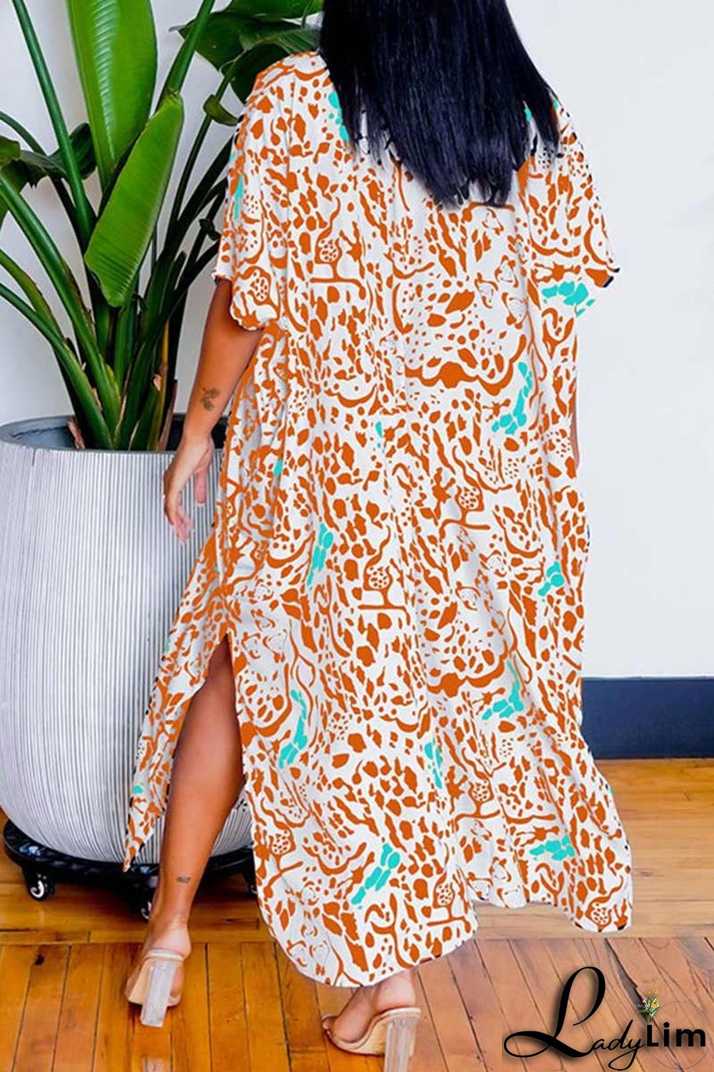 Blue Casual Print Patchwork Dresses