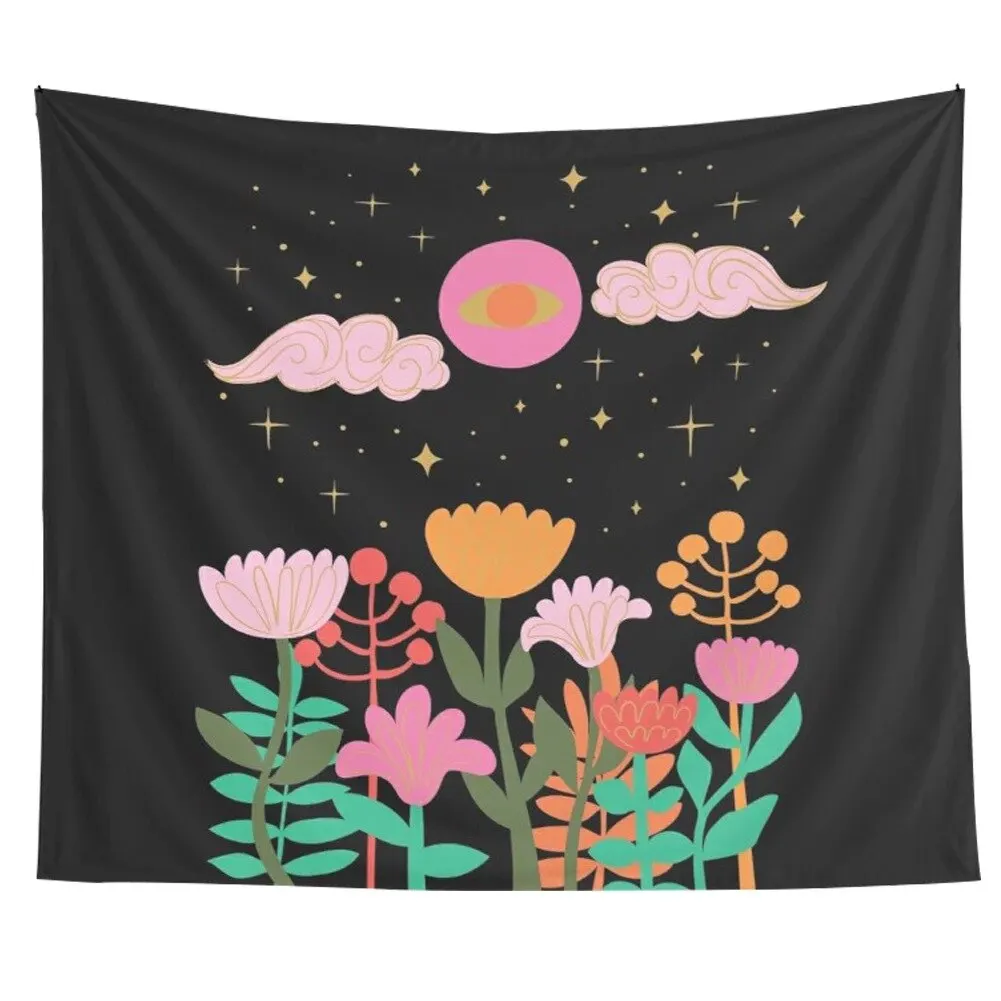 Abstract psychedelic tapestry Sun and moon flower woman tapestry  art decoration bedroom sofa background wall decoration cloth