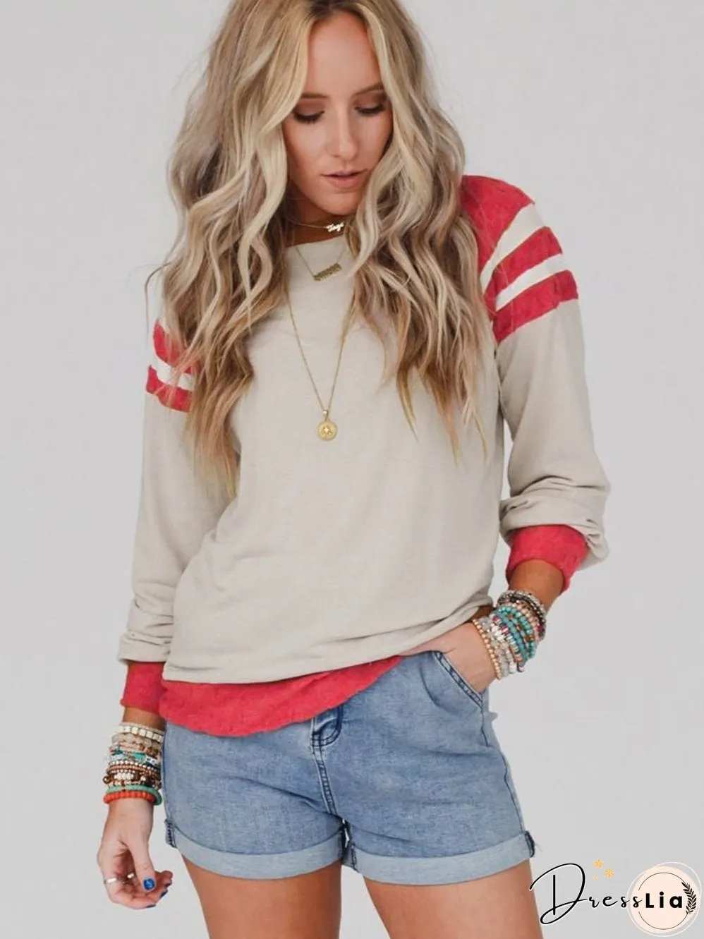 Cozy Apricot Color Block Long Sleeve Knit Top