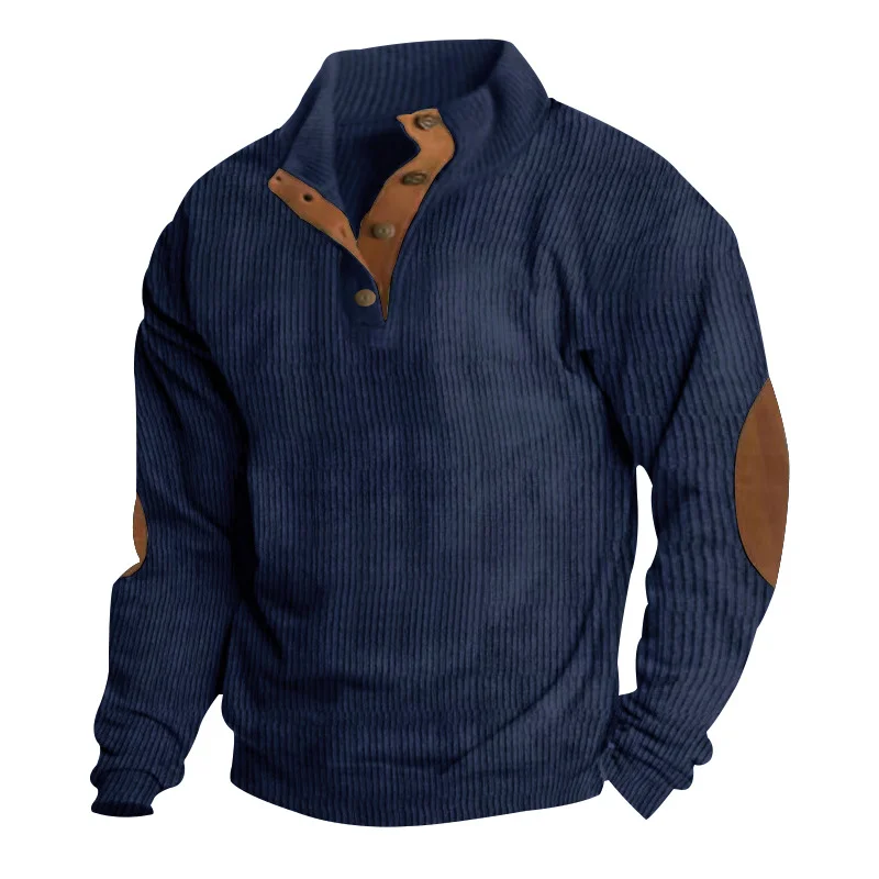 Men's S-5XL Casual Stand Collar Long Sleeve Corduroy Sweatshirt