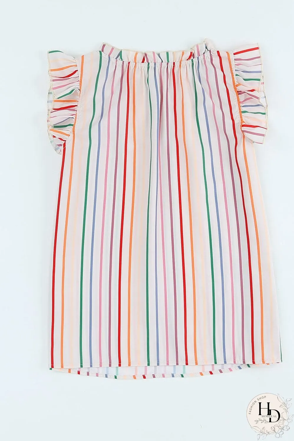 Summer Chic Striped Ruffle Sleeve Tank Top