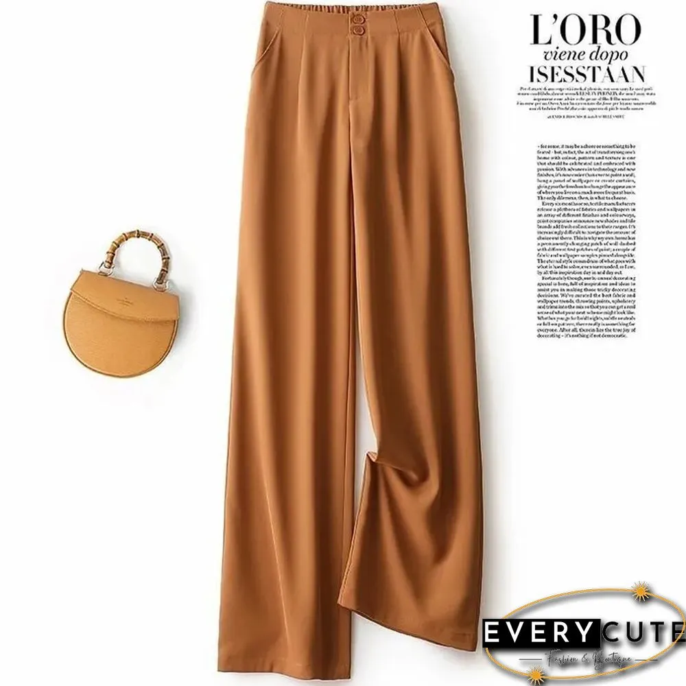 Fashion Loose Office Lady Wide Leg Pants Casual Korean Women Elastic High Waist Straight Trousers Summer Suit Pants New