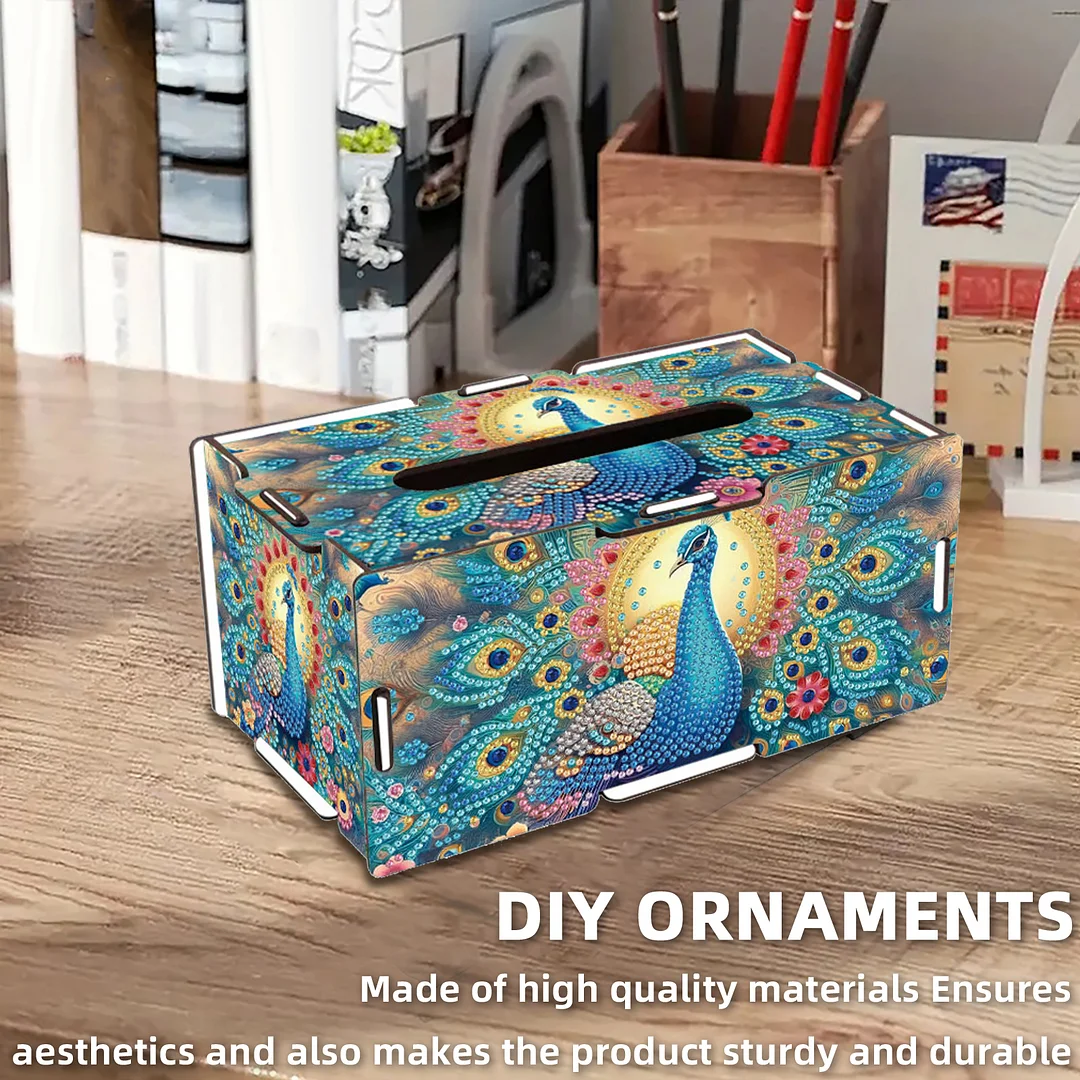 Wooden Diamond Painting Tissue Box for Home and Office Decoration(CZH004)