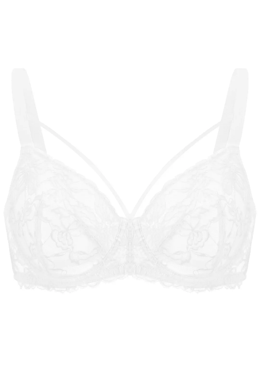 Pretty In Petals Black Unlined Strappy Lace Bra