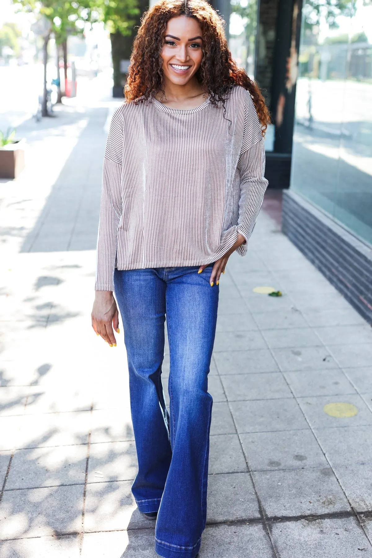 Hello beautiful Camel Rib Dolman Sweater Top