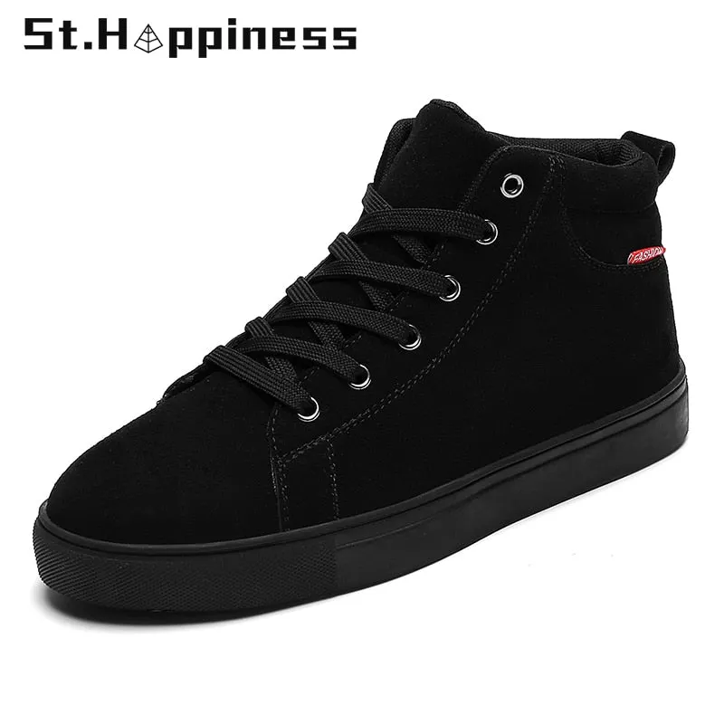 2021 New Men Shoes Fashion Leather High Top Casual Shoes Outdoor Non Slip Work Shoes Classic Lace Up Sport Sneakers Big Size