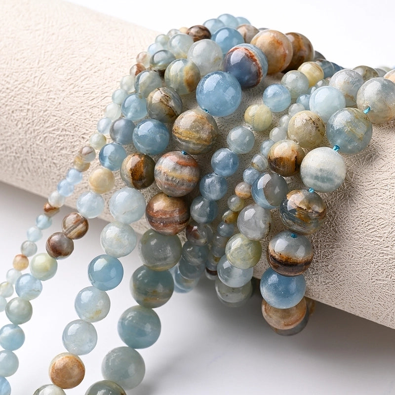 1 Piece 10mm 6mm 8mm Hole Under 1mm Hole 1~1.9mm Natural Stone Calcite Marble Simple Polished Beads