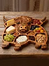 Highland Cow Wooden Charcuterie Board Rustic Farmhouse Serving Tray Cheese Board