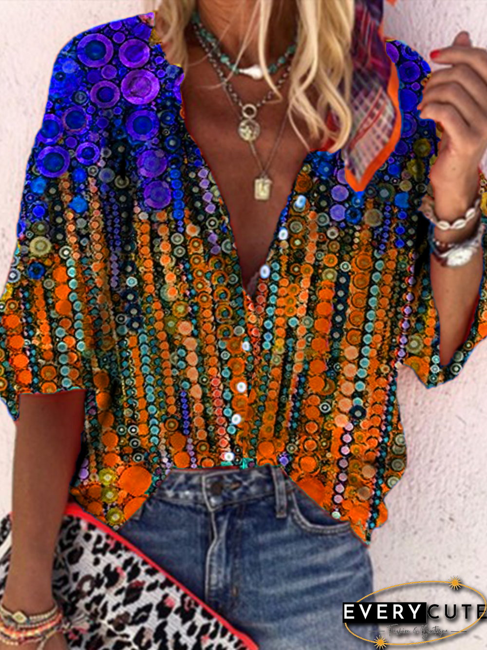 Short Sleeve Shift Blouse